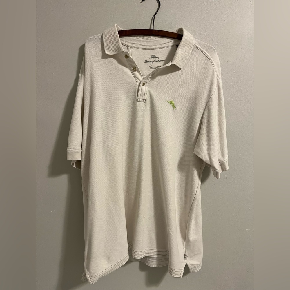 Tommy Bahama Men's L IslandZone Polo Shirt White Logo Short Sleeve(Snag)